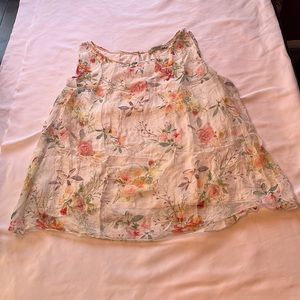 Cream Floral Sheer Sleeveless Top Size M